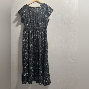 SHEIN Black Floral Maxi Dress